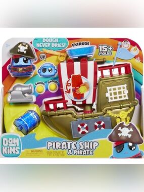 Pirate Ship Playset with Red & White Striped Sail